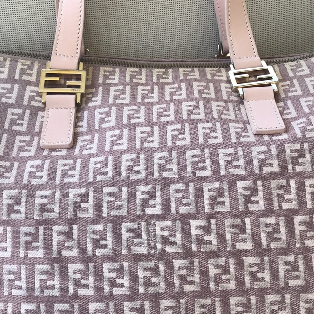 Fendi Blush Pink and Tan Canvas Tote Bag